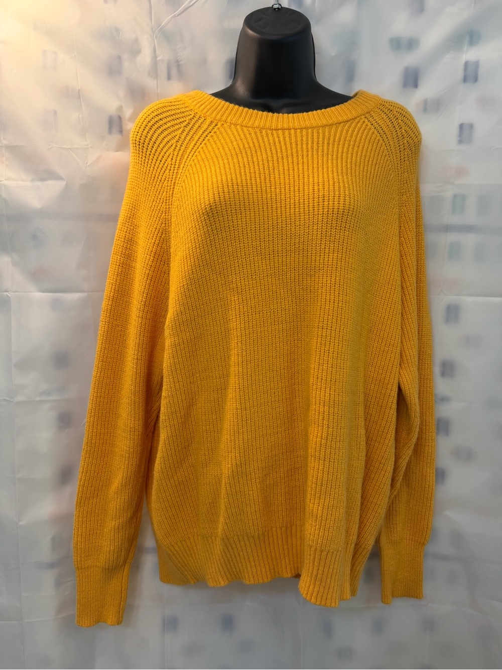 Women's Mustard Yellow Rib-Knit Sweater